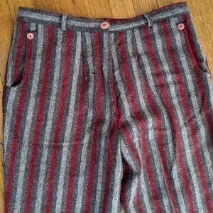 Vintage grey and red striped wool trousers